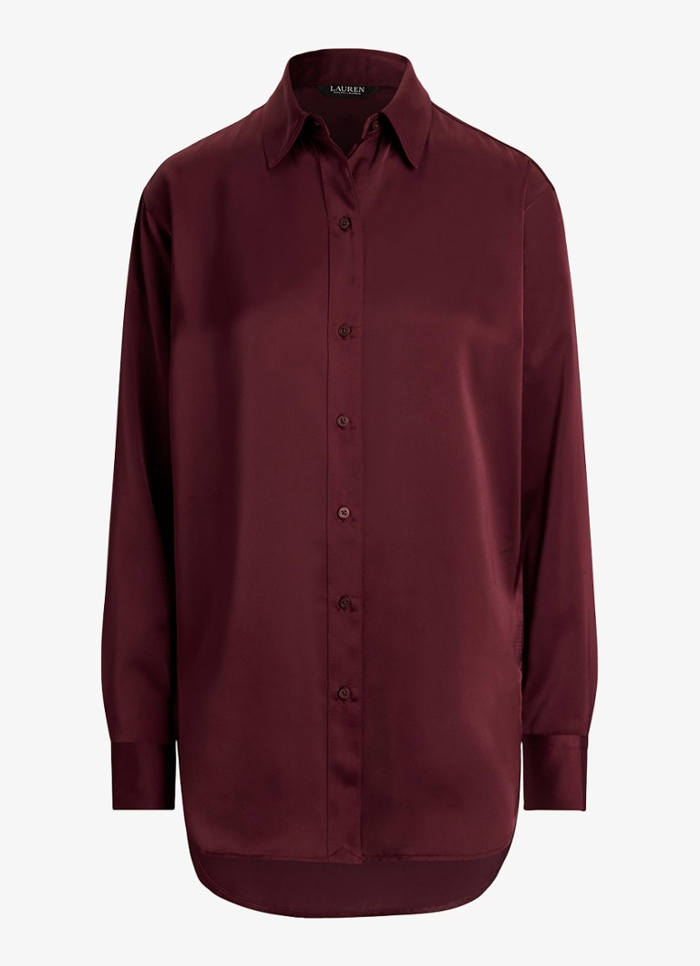 Ralph Lauren Dames Blouse van satijn in de kleur Dark Garnet / Bordeauxrood