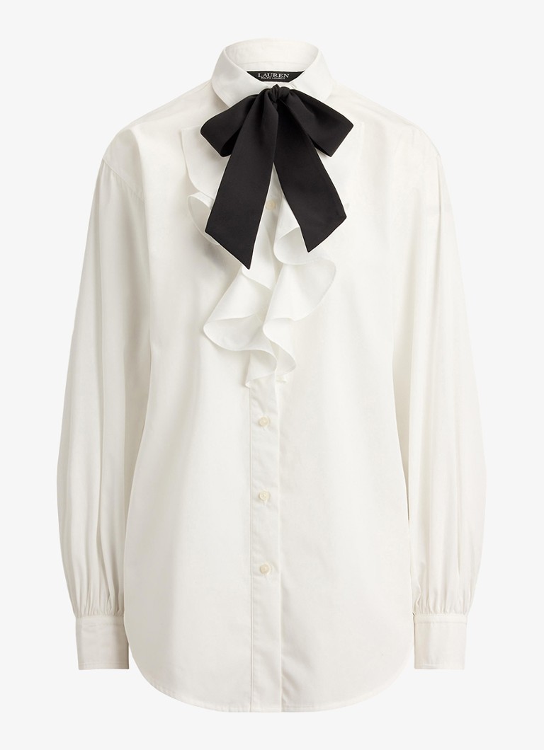 Ralph Lauren Dames Blouse met volant en strikdetail in de kleur Wit
