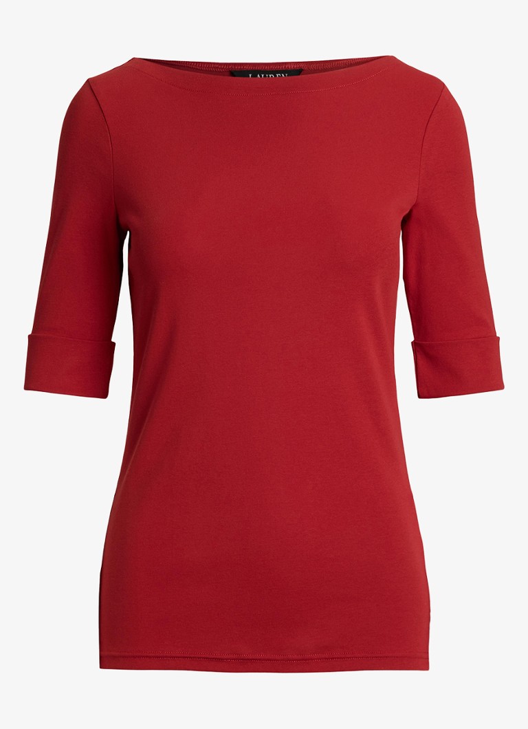 Ralph Lauren Dames Top met boothals in de kleur Madison red / rood