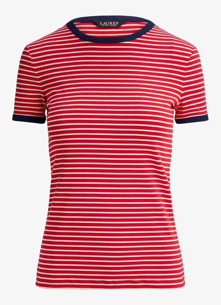 Ralph Lauren Dames Top met streepprint in de kleur Cruise Red / Rood