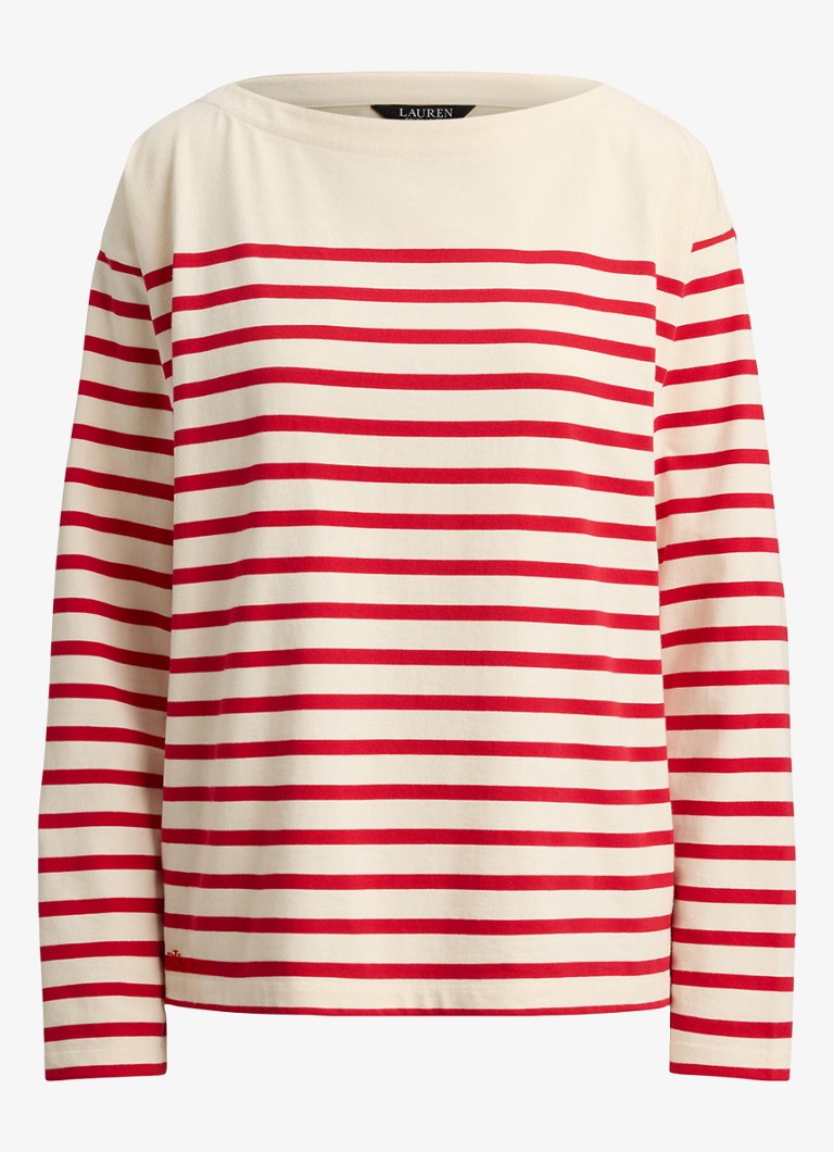 Ralph Lauren Dames Top met streepprint in de kleur Mascarpone Cream / Creme