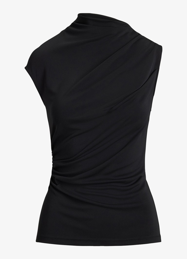 Ralph Lauren Dames Top met plooidetail en assymetrische hals in de kleur Zwart