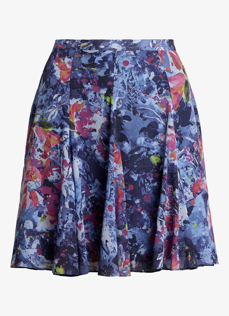 Ralph Lauren Dames Minirok met plooidetail en print in de kleur Blauw