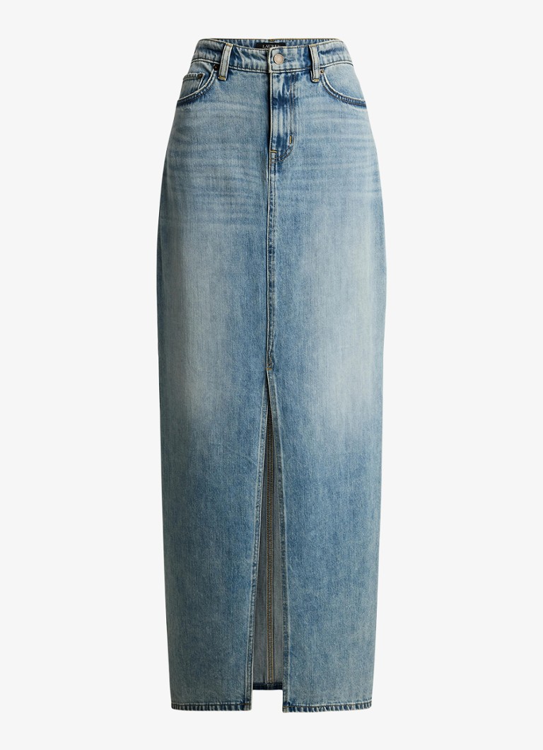 Ralph Lauren Dames Maxi spijkerrok met split in de kleur Fawne Wash / Indigo