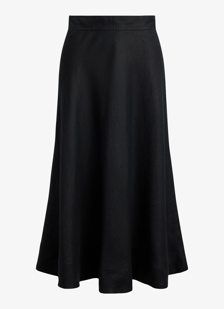 Ralph Lauren Dames Midi rok met plooidetail in de kleur Zwart