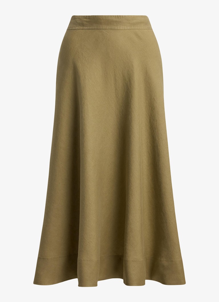 Ralph Lauren Dames Midi rok met plooidetail in de kleur Light Agave / Groen