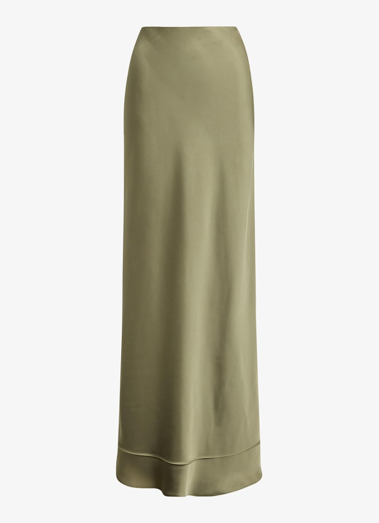 Ralph Lauren Dames Maxi rok van satijn in de kleur Light Agave / Groen