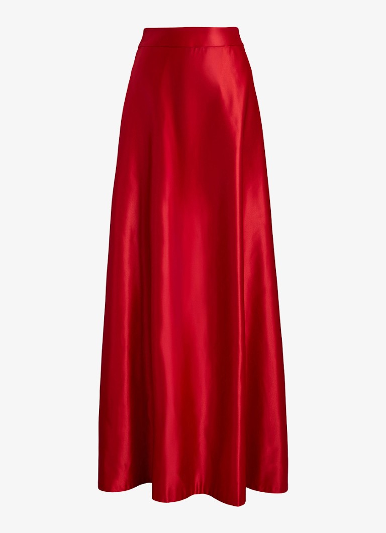 Ralph Lauren Dames Maxi rok van satijn in de kleur Ralph Red / Rood