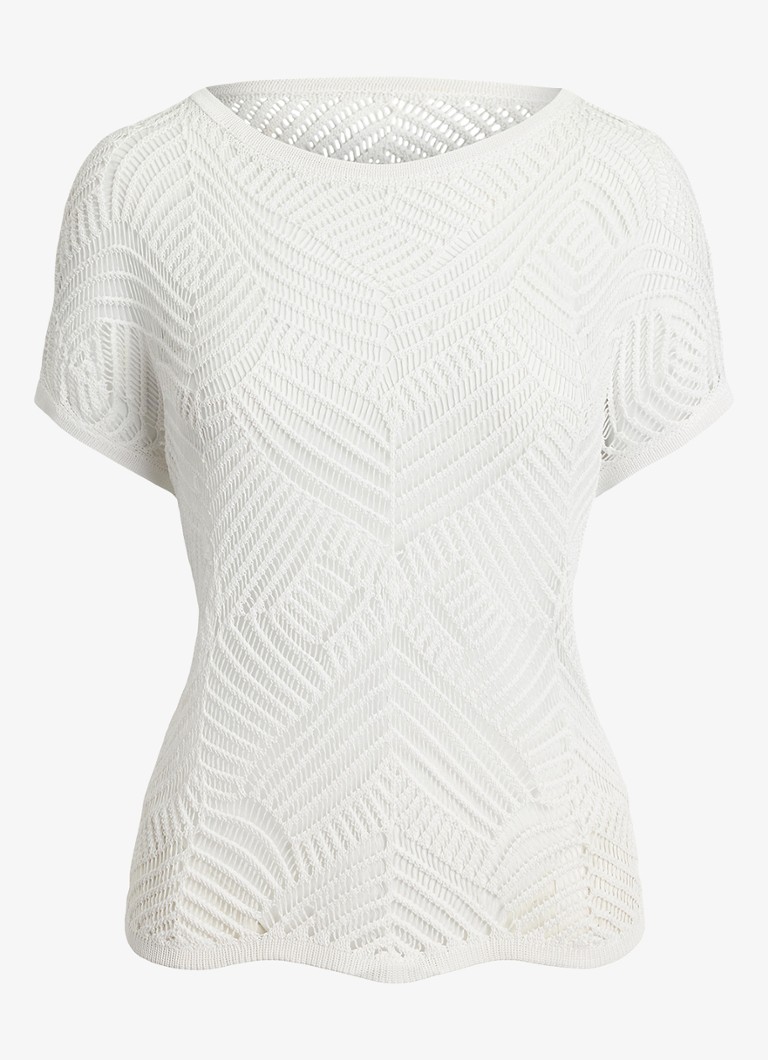Ralph Lauren Dames Fijngebreide top van mesh met opengewerkt dessin in de kleur Wit
