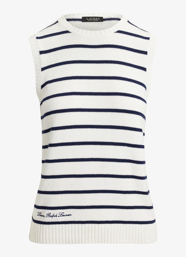 Ralph Lauren Dames Fijngebreide top met streepprint in de kleur Wit