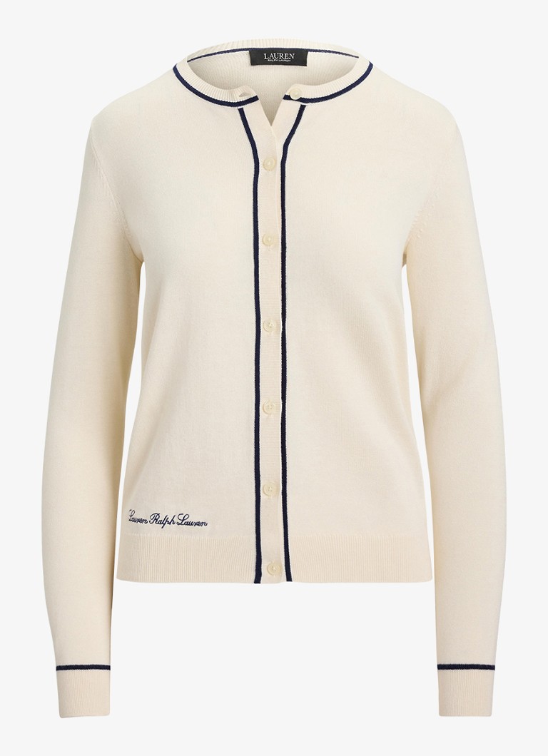 Ralph Lauren Dames Fijngebreid vest met logoborduring in de kleur Creme
