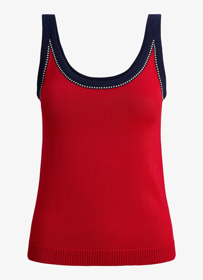 Ralph Lauren Dames Fijngebreide top met stretch in de kleur Cruise Red Multi / Rood