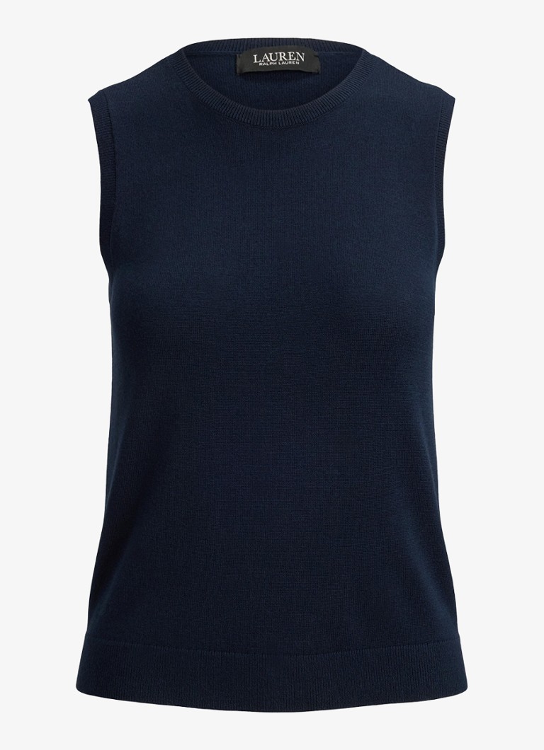 Ralph Lauren Dames Fijngebreide top in zijdeblend in de kleur Lauren Navy / Blauw