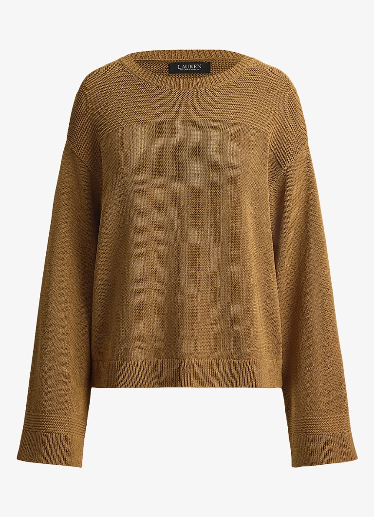 Ralph Lauren Dames Grofgebreide trui met ronde hals in de kleur Tobacco Bronze / Bruin