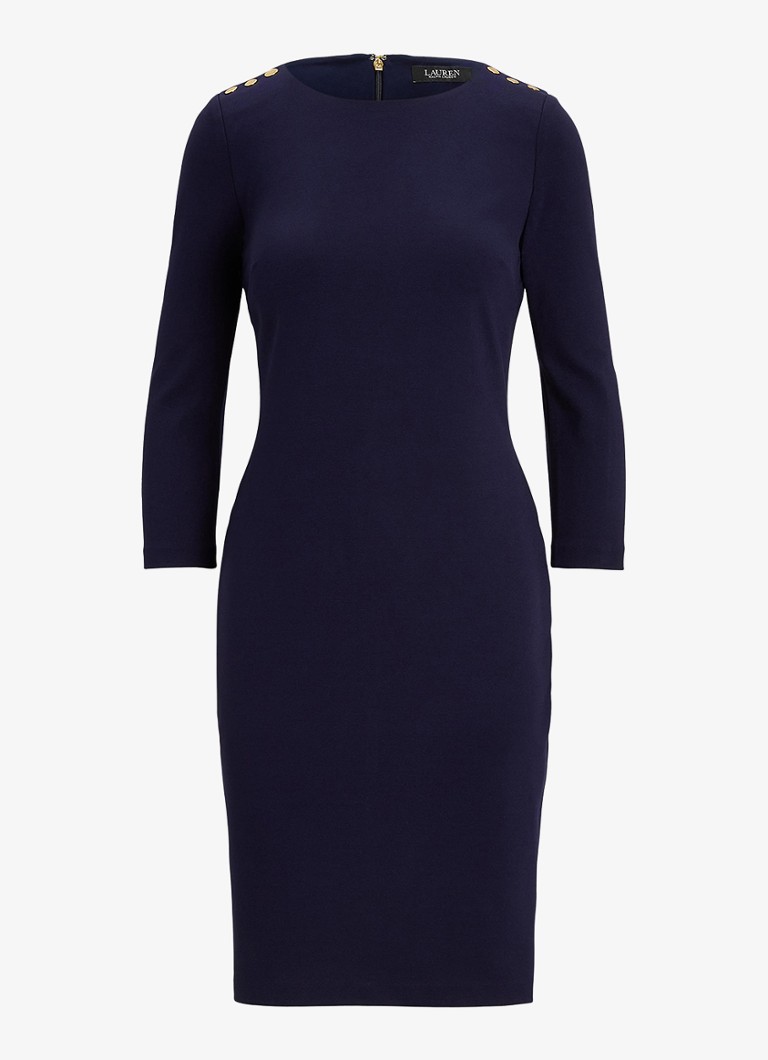 Ralph Lauren Dames Midi jurk met sierknopen in de kleur Middengrijs