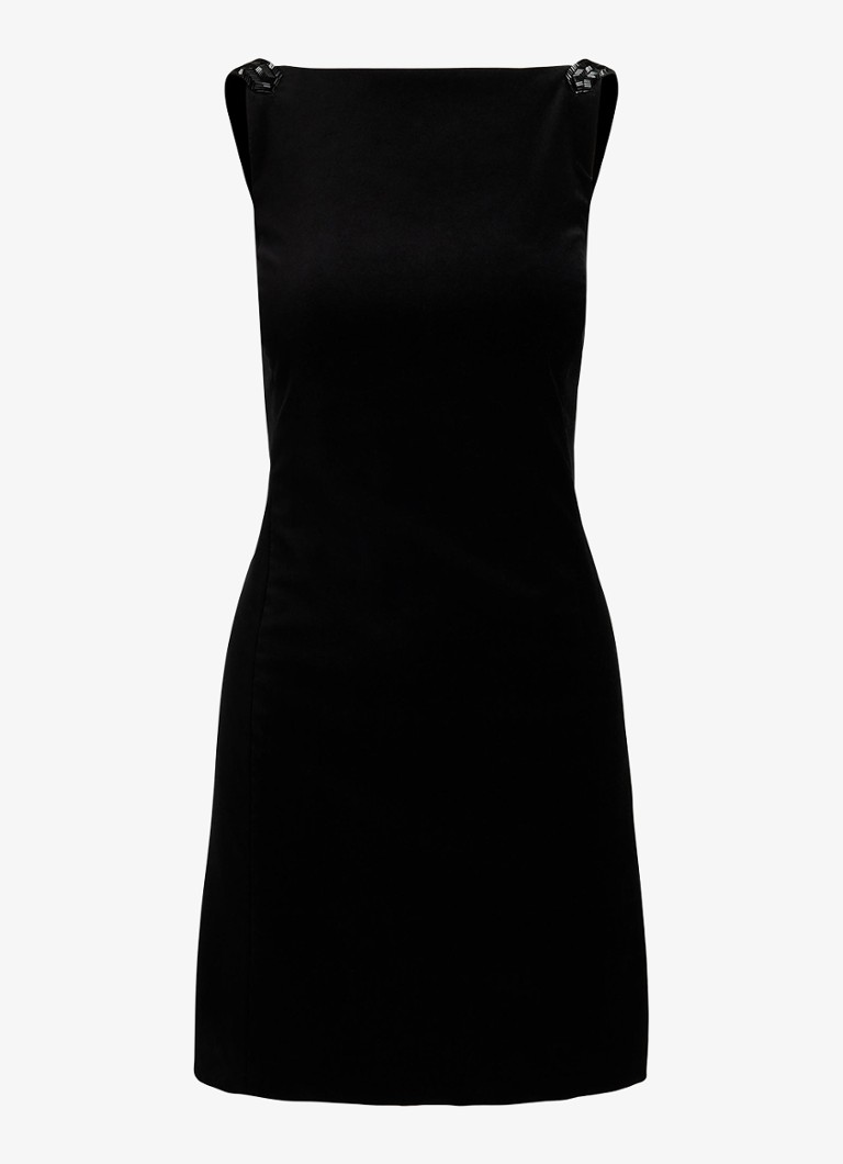 Ralph Lauren Dames Mini jurk met kralendecoratie in de kleur Black Velvet / Zwart