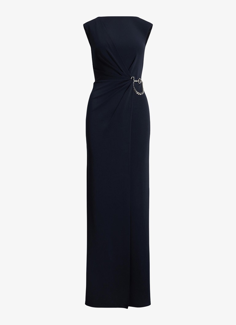 Ralph Lauren Dames Maxi jurk met gespdetai in de kleur Lauren Navy / Donkerblauw