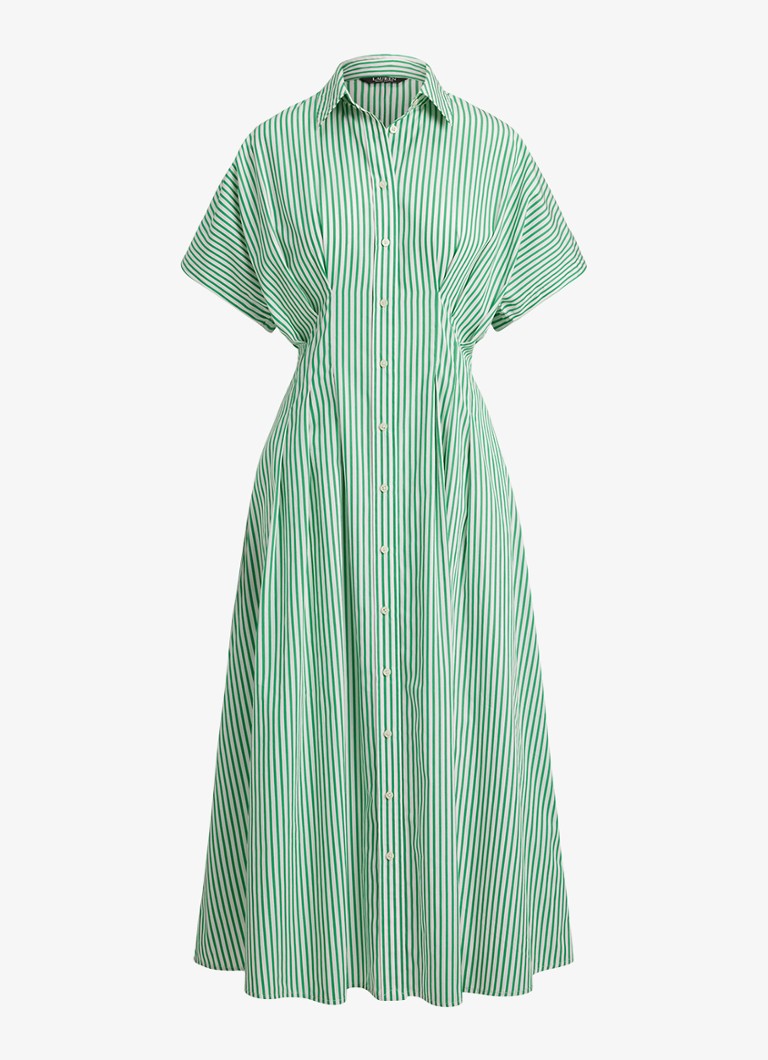 Ralph Lauren Dames Midi blousejurk met streepprint en steekzakken in de kleur Groen