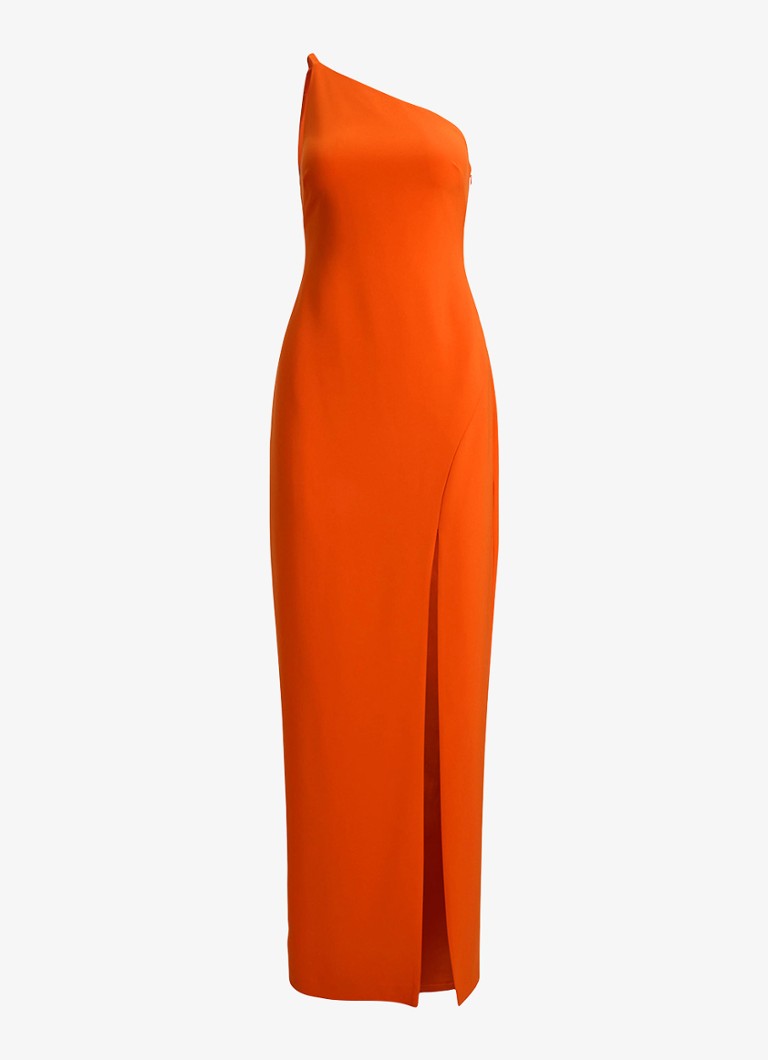 Ralph Lauren Dames One shoulder maxi jurk met split in de kleur Oranje