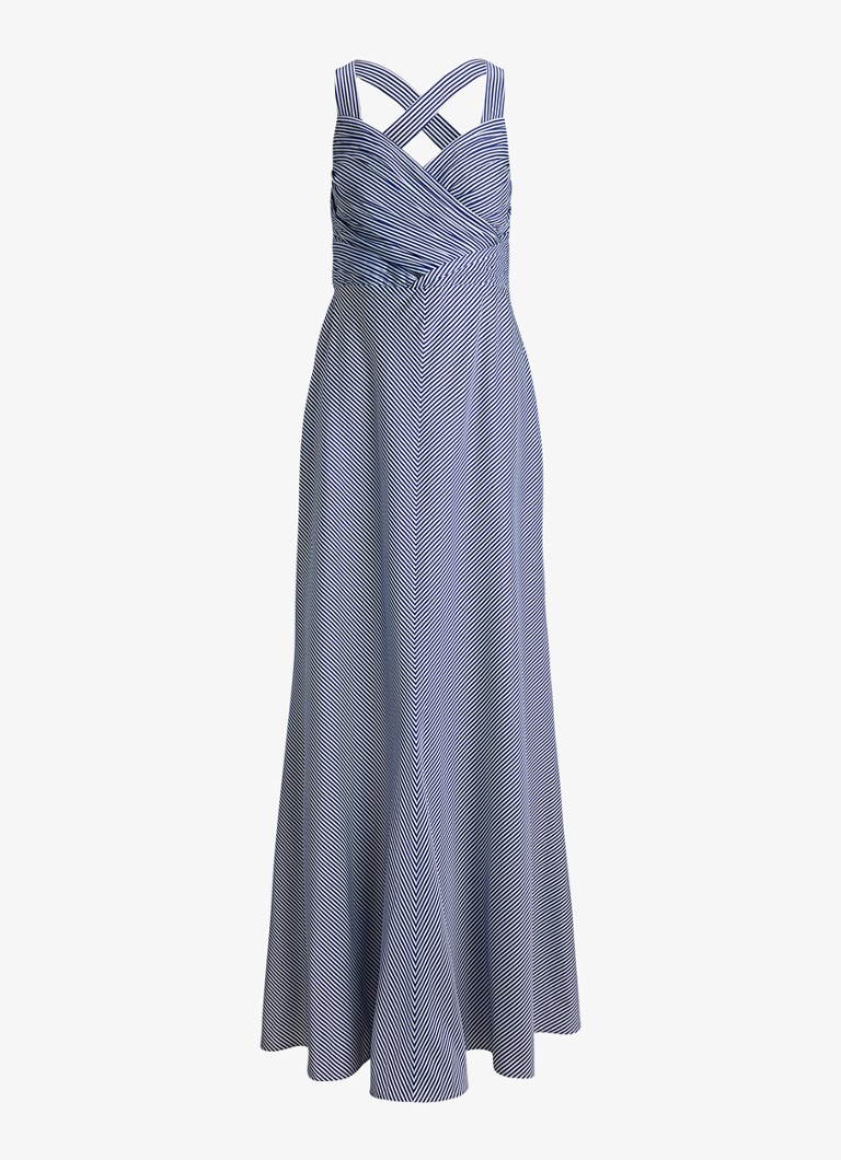 Ralph Lauren Dames Maxi jurk met streepprint in de kleur Blue/White / Blauw