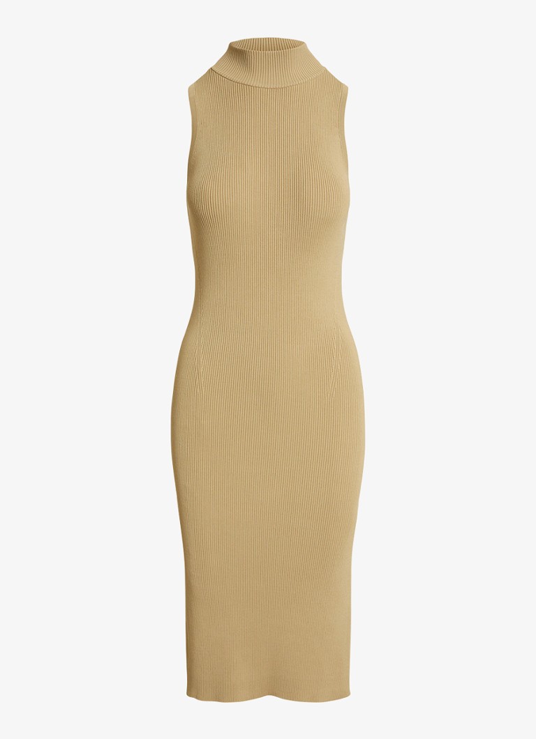Ralph Lauren Dames Midi jurk met ribstructuur in de kleur Birch Tan / Beige