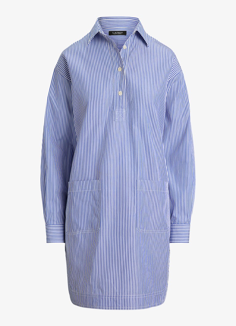 Ralph Lauren Dames Mini tuniekjurk met streepprint in de kleur Blue White 2WDC / Blauw