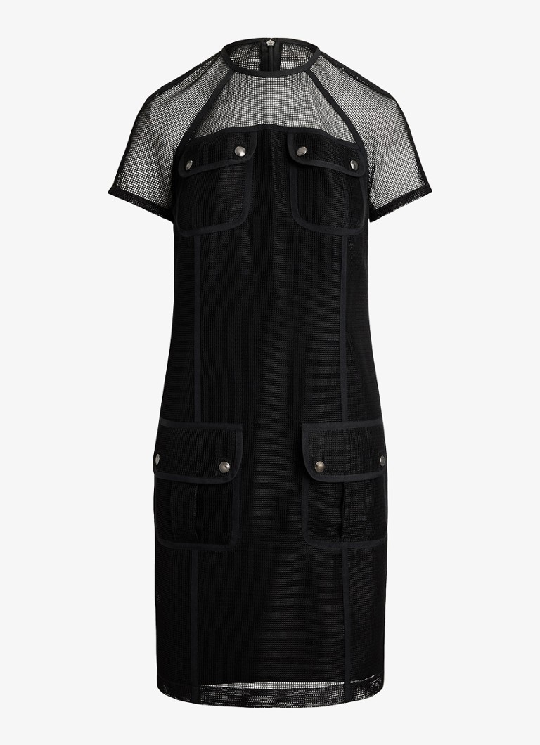 Ralph Lauren Dames Mini jurk van mesh met opgestikte zakken in de kleur Zwart