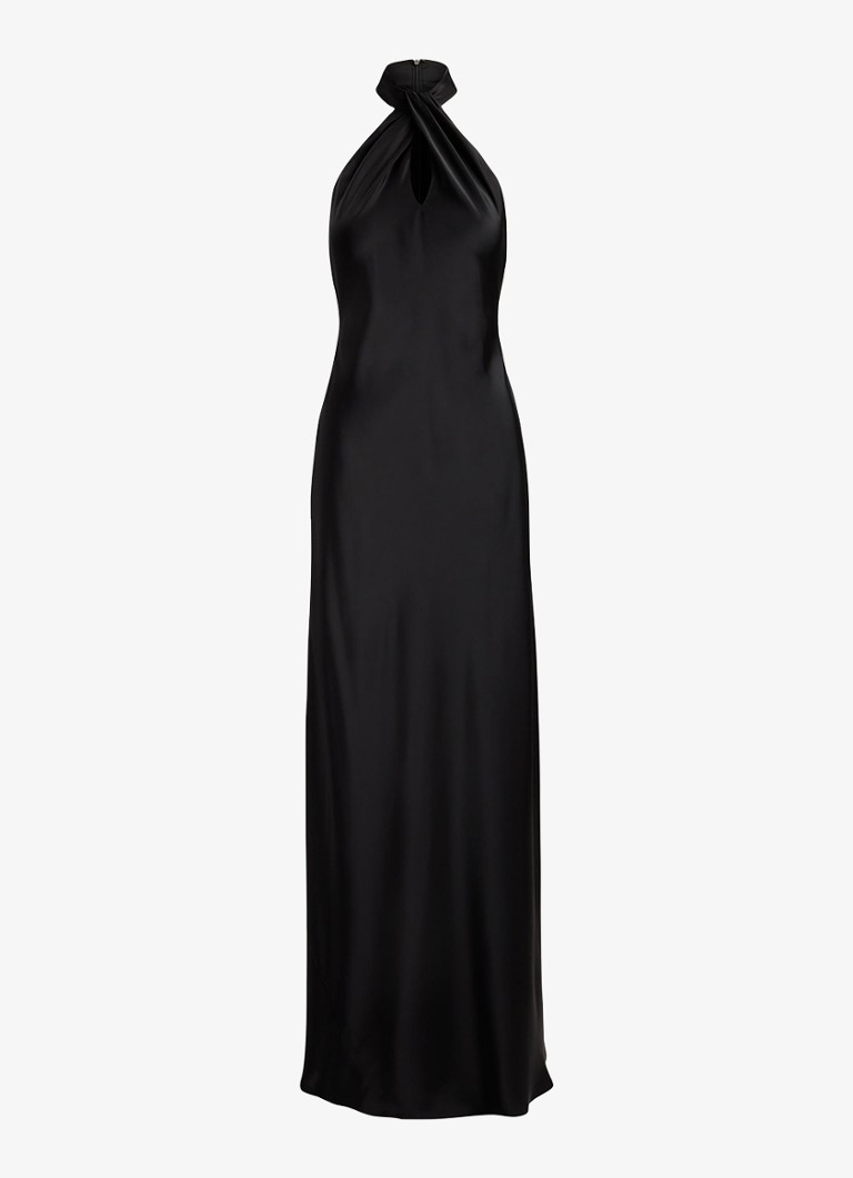 Ralph Lauren Dames Maxi halterjurk van satijn in de kleur Zwart