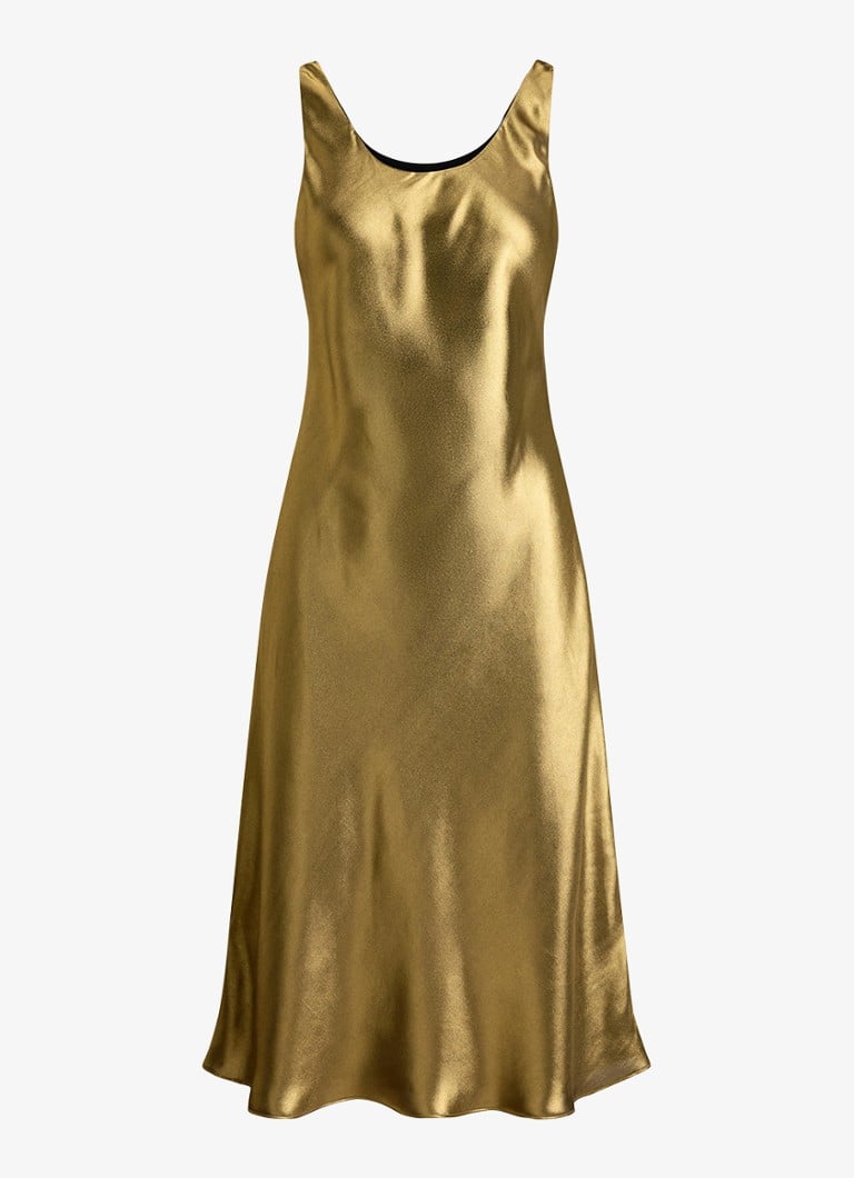 Ralph Lauren Dames Midi jurk met metallic finish in de kleur Black/Antique Gold / Goud