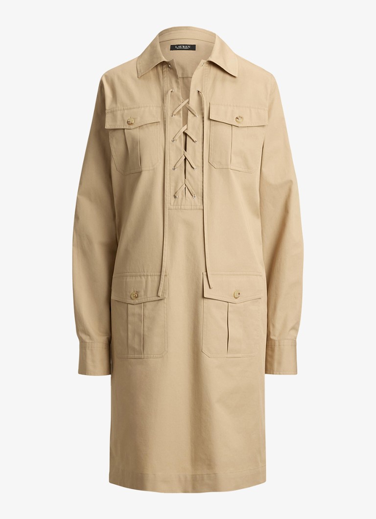 Ralph Lauren Dames Mini tuniekjurk met opgestikte zakken in de kleur Birch Tan / Beige