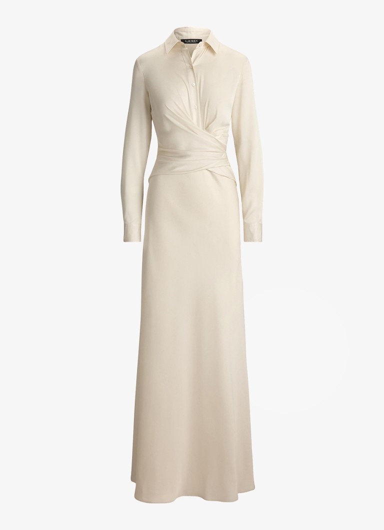 Ralph Lauren Dames Maxi tuniekjurk met plooidetail in de kleur Mascarpone Crème / Crème