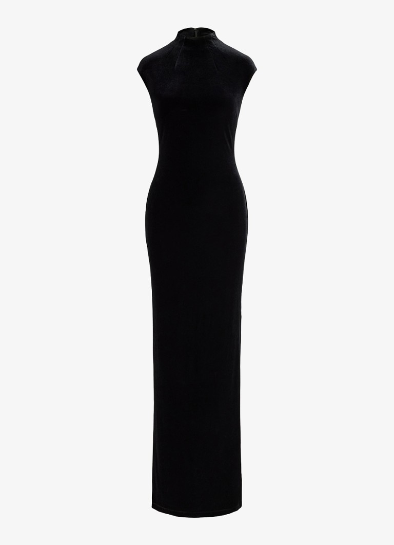 Ralph Lauren Dames Maxi jurk van fluweel met split in de kleur Black Velvet