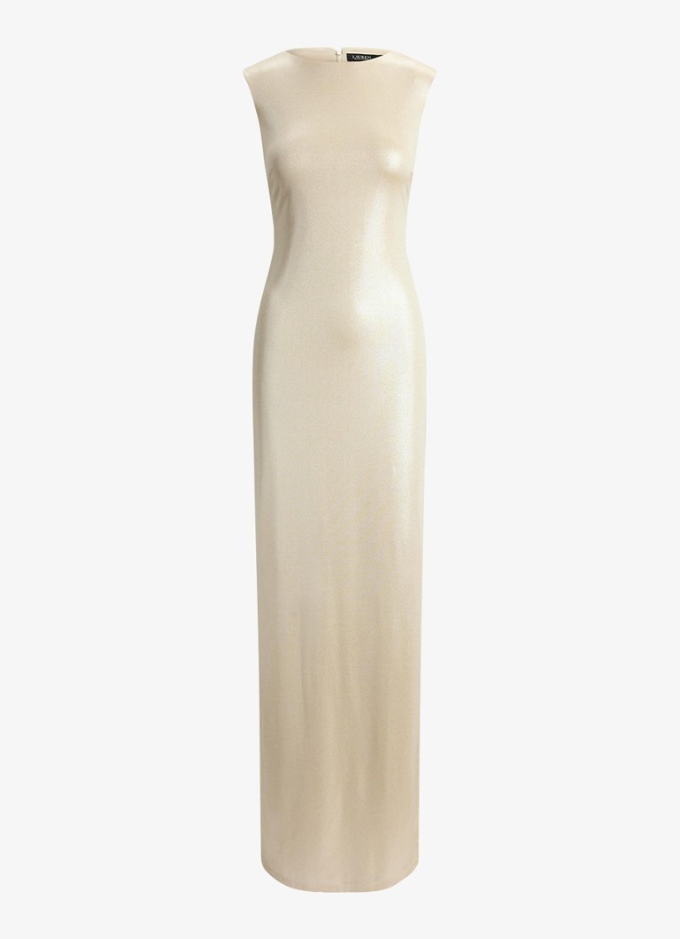 Ralph Lauren Dames Maxi jurk met metallic finish en split in de kleur Creme