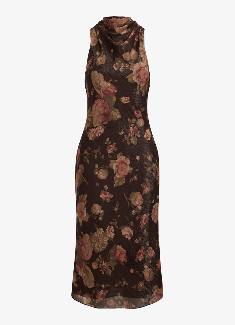 Ralph Lauren Dames Midi halterjurk met bloemenprint in de kleur Brown Multi / Bruin