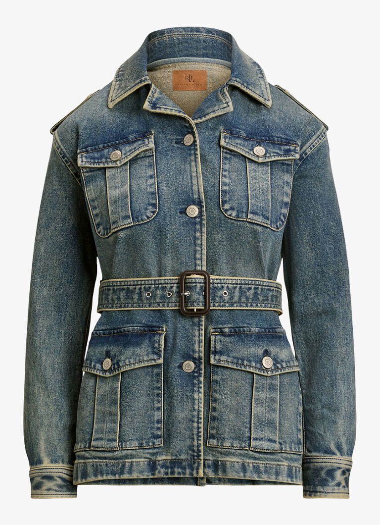Ralph Lauren Dames Spijkerjas met ceintuur in de kleur Haze Wash / Indigo