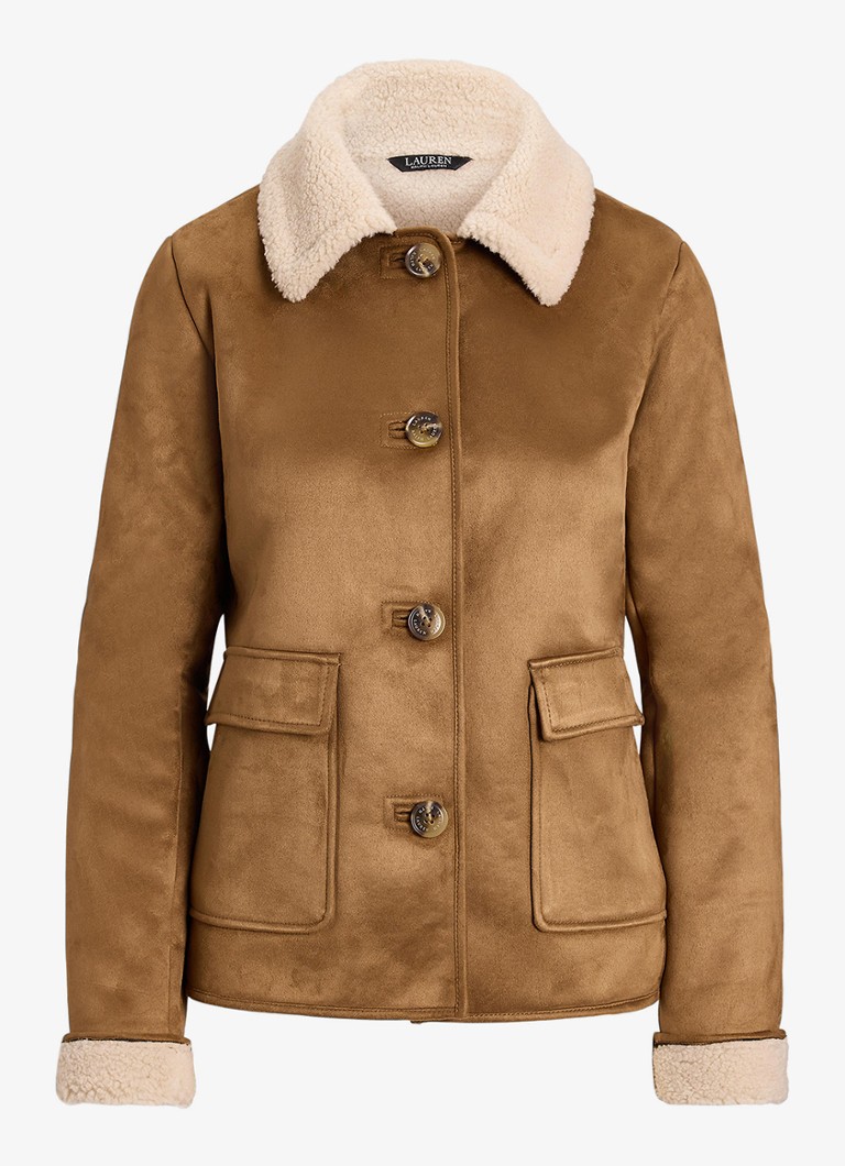 Ralph Lauren Dames Jack van imitatiesuède met klepzakken in de kleur Camel