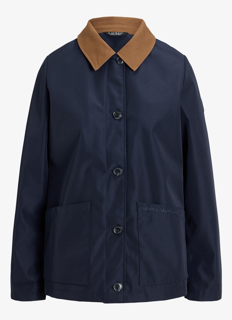 Ralph Lauren Dames Jack met opstikzakken en waterafstotende coating in de kleur Blauw
