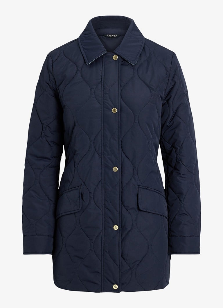 Ralph Lauren Dames Gewatteerd jack met quilt patroon en klepzakken in de kleur Blauw