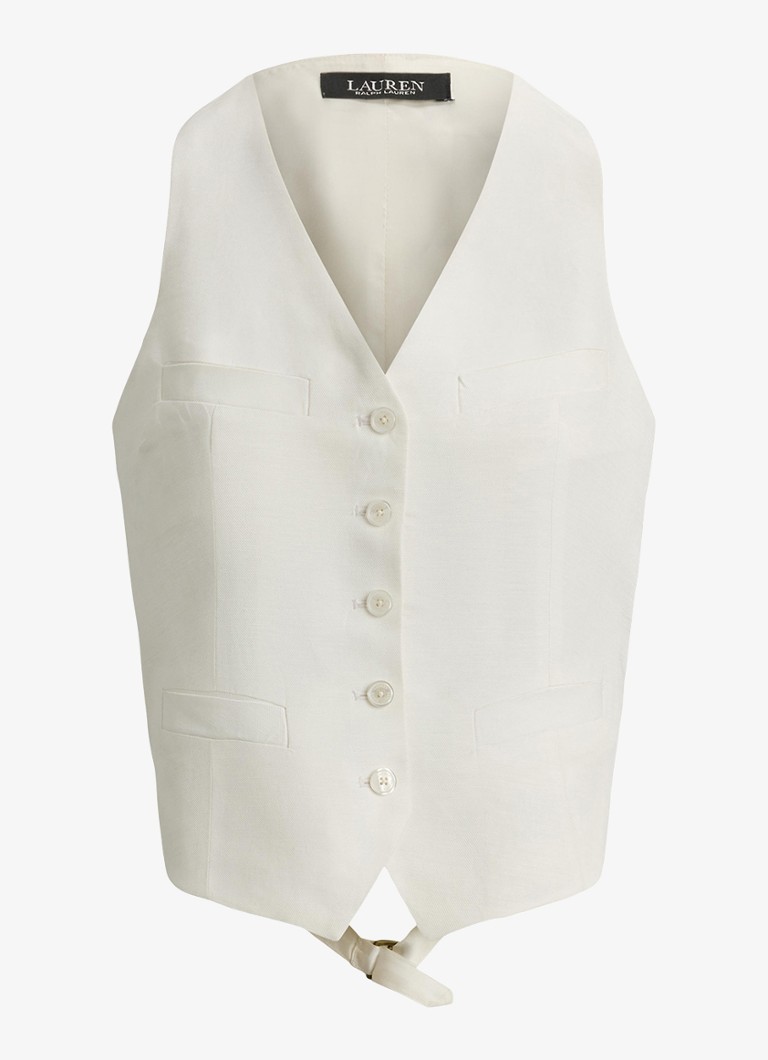 Ralph Lauren Dames Gilet in linnenblend in de kleur White / Wit