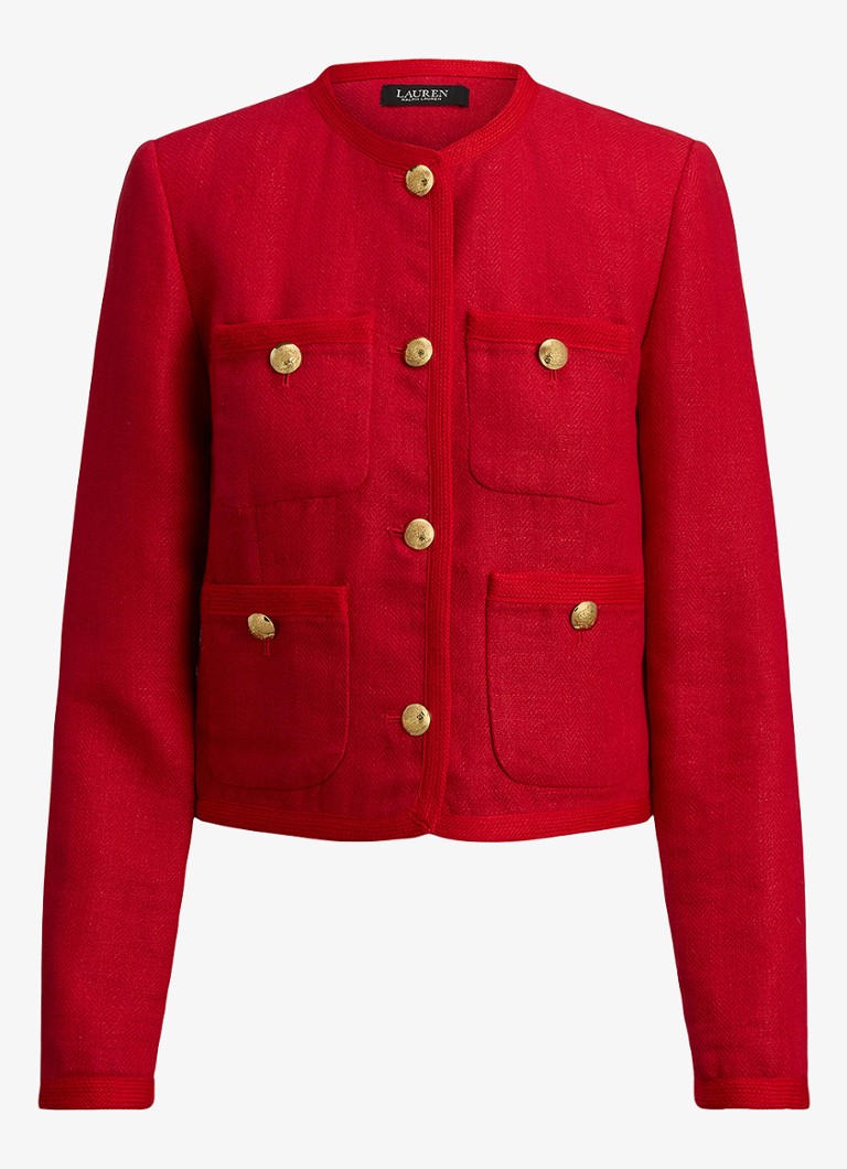 Ralph Lauren Dames Cropped jack van linnen in de kleur Cruise Red 2WR6 / Rood