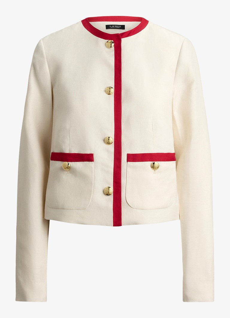 Ralph Lauren Dames Vest in linnenblend in de kleur Mascarpone Cream / Creme