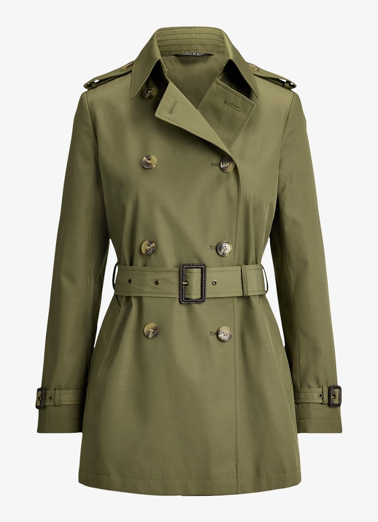Ralph Lauren Dames Trenchcoat met ceintuur en steekzakken in de kleur Light Agave / Groen