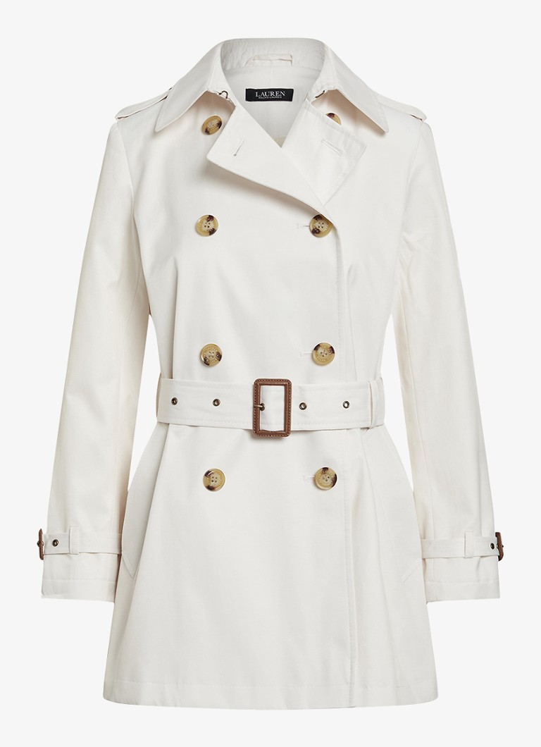 Ralph Lauren Dames Trenchcoat met ceintuur en steekzakken in de kleur Mascarpone Crème / Crème