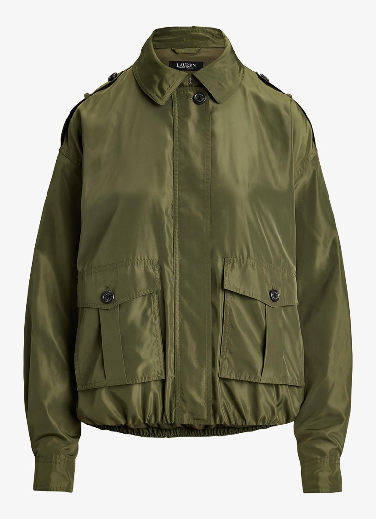 Ralph Lauren Dames Windjack met opgestikte zakken in de kleur Olive Grove / Groen