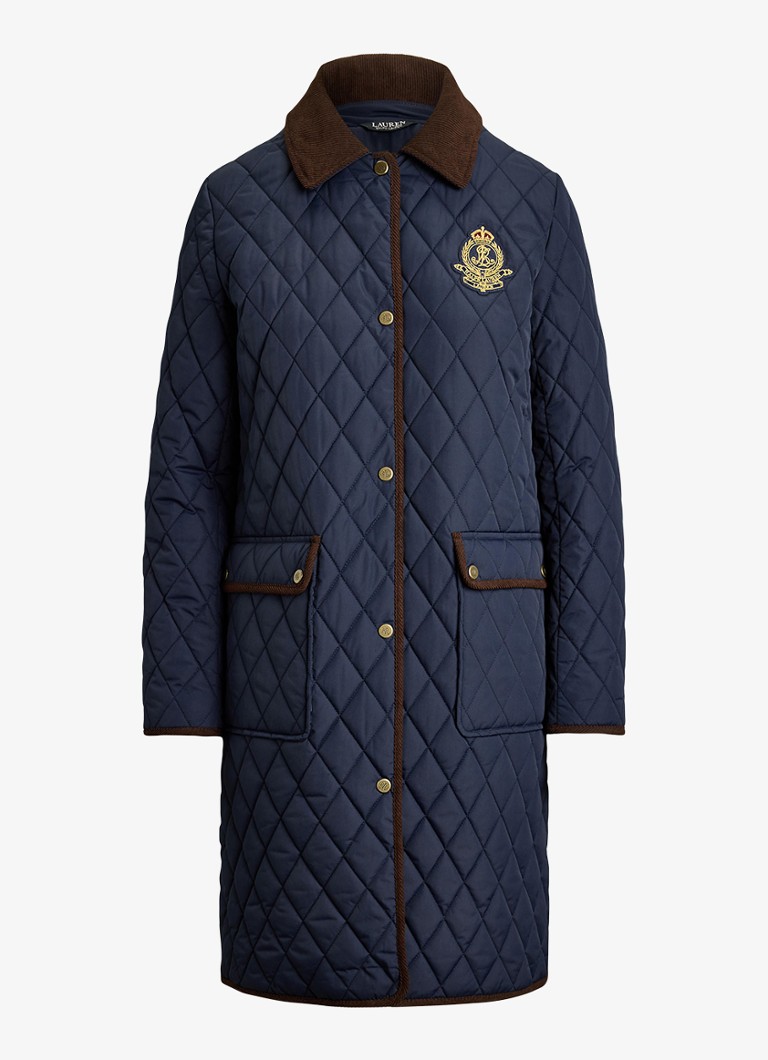 Ralph Lauren Dames Gewatteerde jas met quilt patroon in de kleur Lauren Navy / Blauw