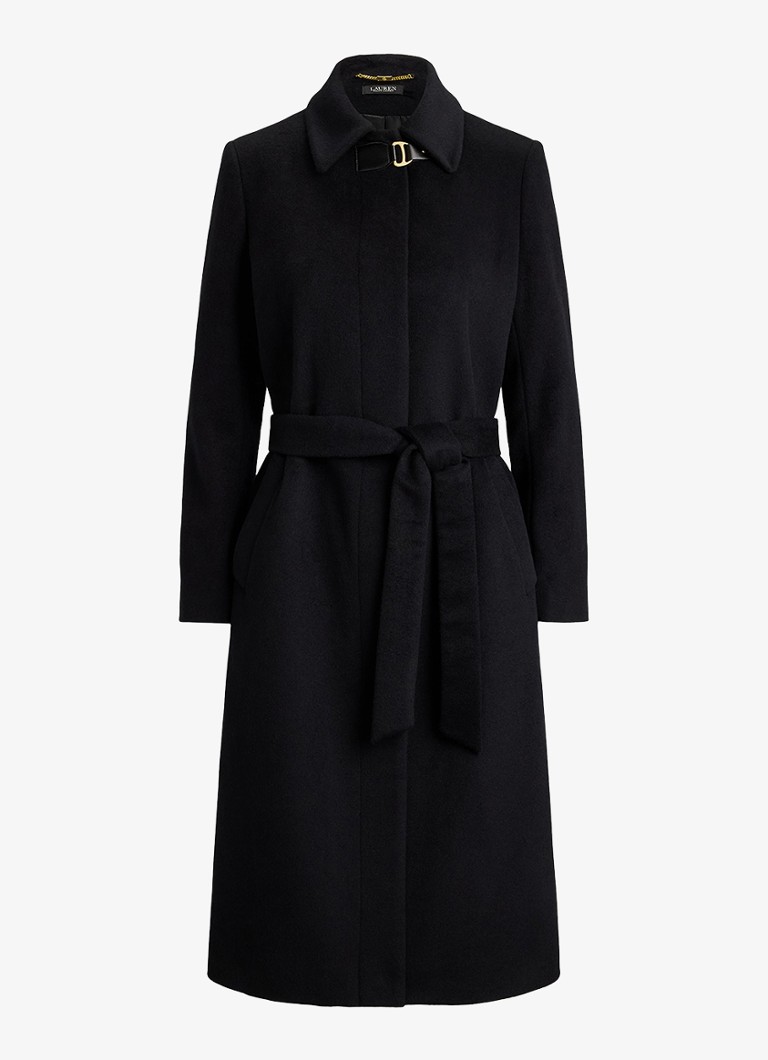 Ralph Lauren Dames Mantel in kasjmierblend met strikceintuur in de kleur Zwart