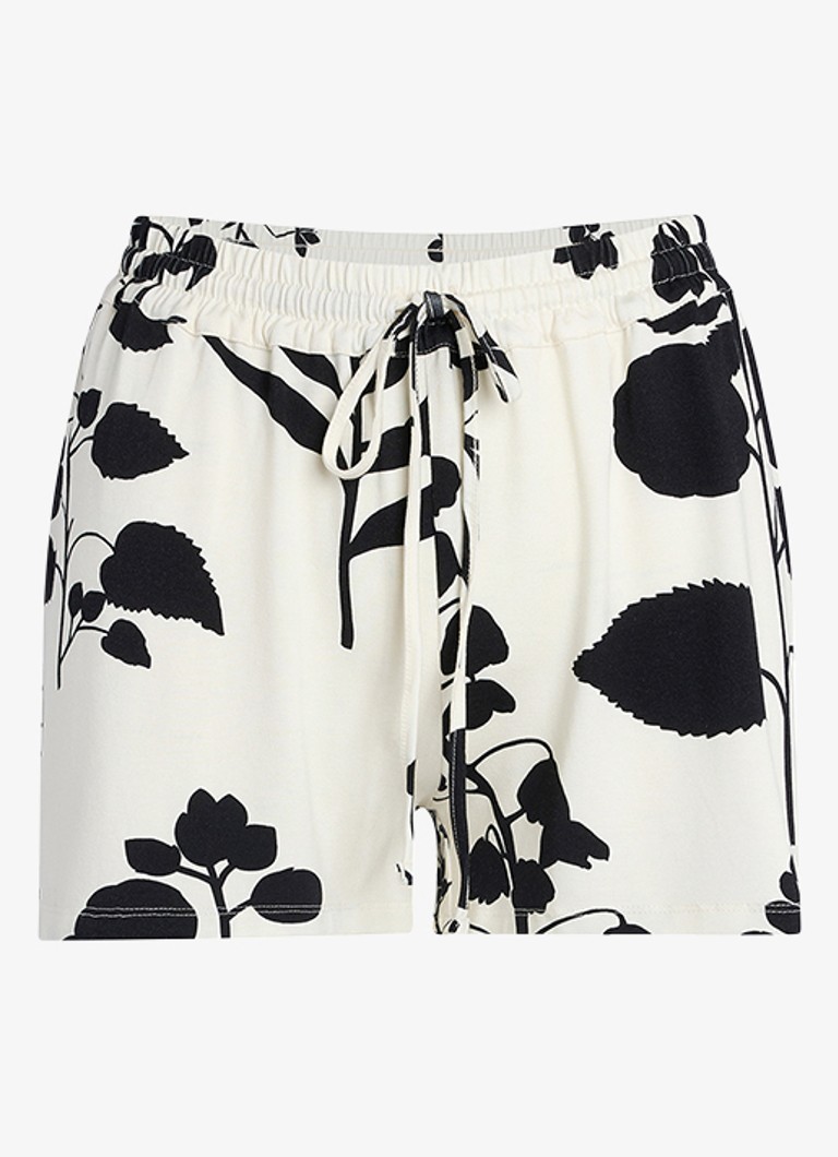Essenza Dames Nori Liva straight fit korte broek met bloemenprint in de kleur Gebroken wit, maat: S