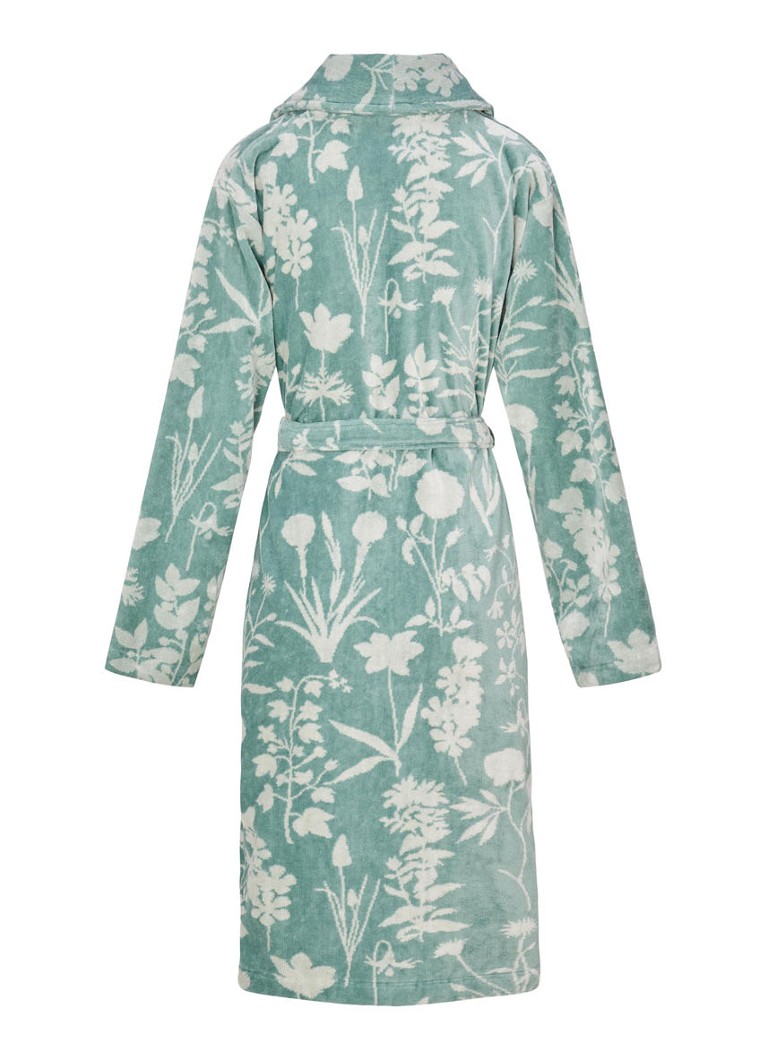 Essenza Dames Maribel badjas met bloemenprint in de kleur Lindegroen, maat: L