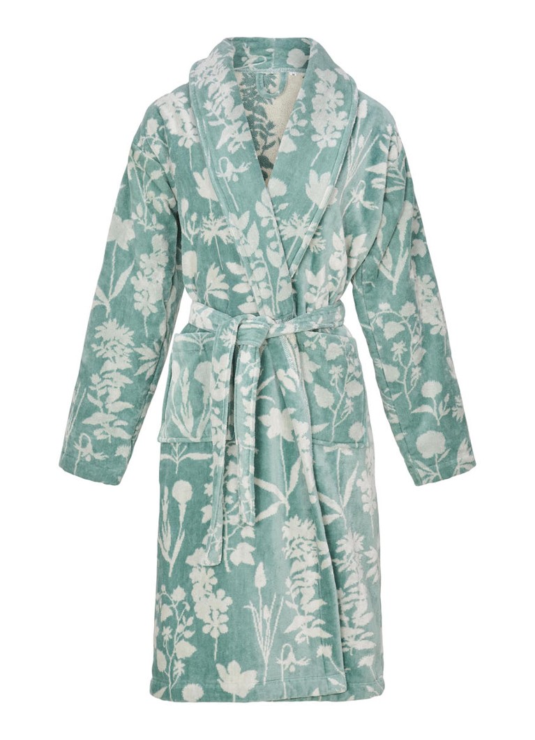 Essenza Dames Maribel badjas met bloemenprint in de kleur Lindegroen, maat: XL