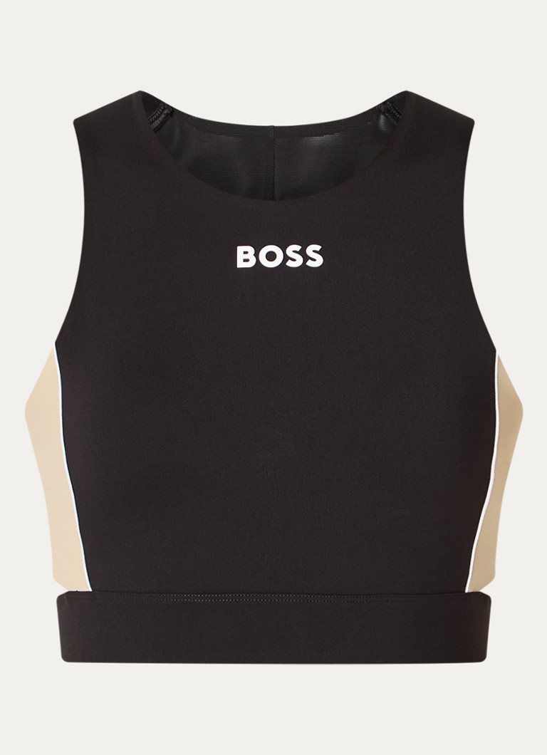 BOSS Dames Endura cropped trainings top met logo in de kleur Zwart